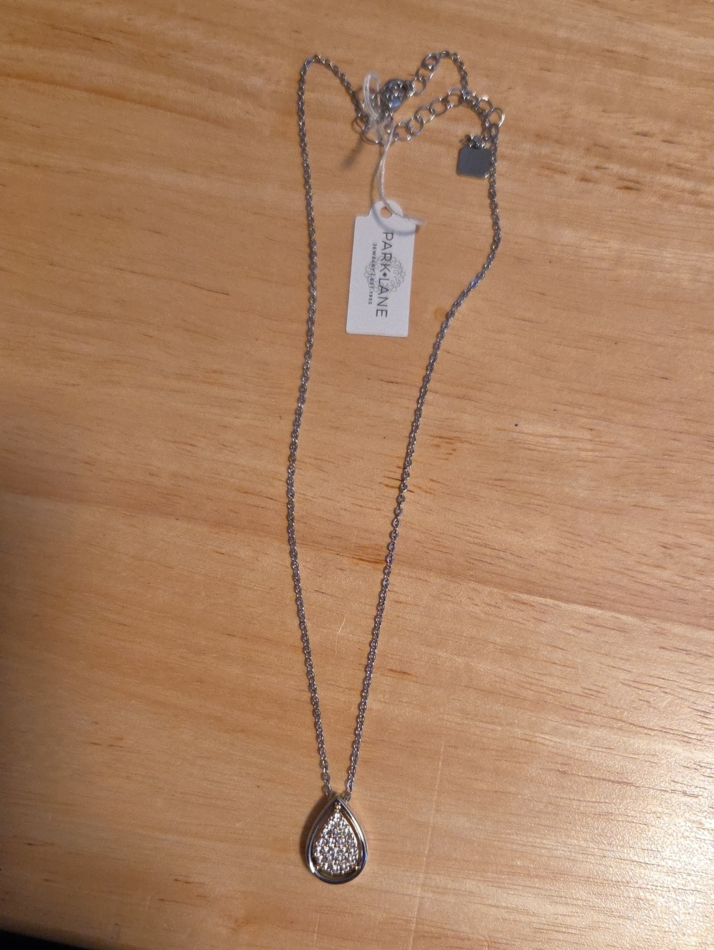 Park Lane Silver Teardrop Pavé Pendant Necklace Evie